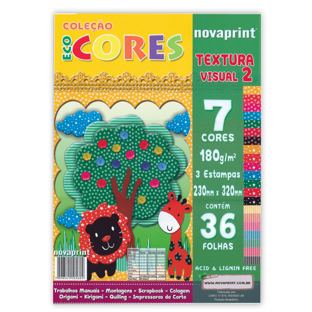 Bloco Eco Textura Visual 2 - 7 Cores 180g 36 Folhas
