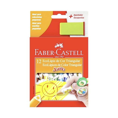 Lápis de Cor Triangular com Apontador Faber-Castell 12 cores