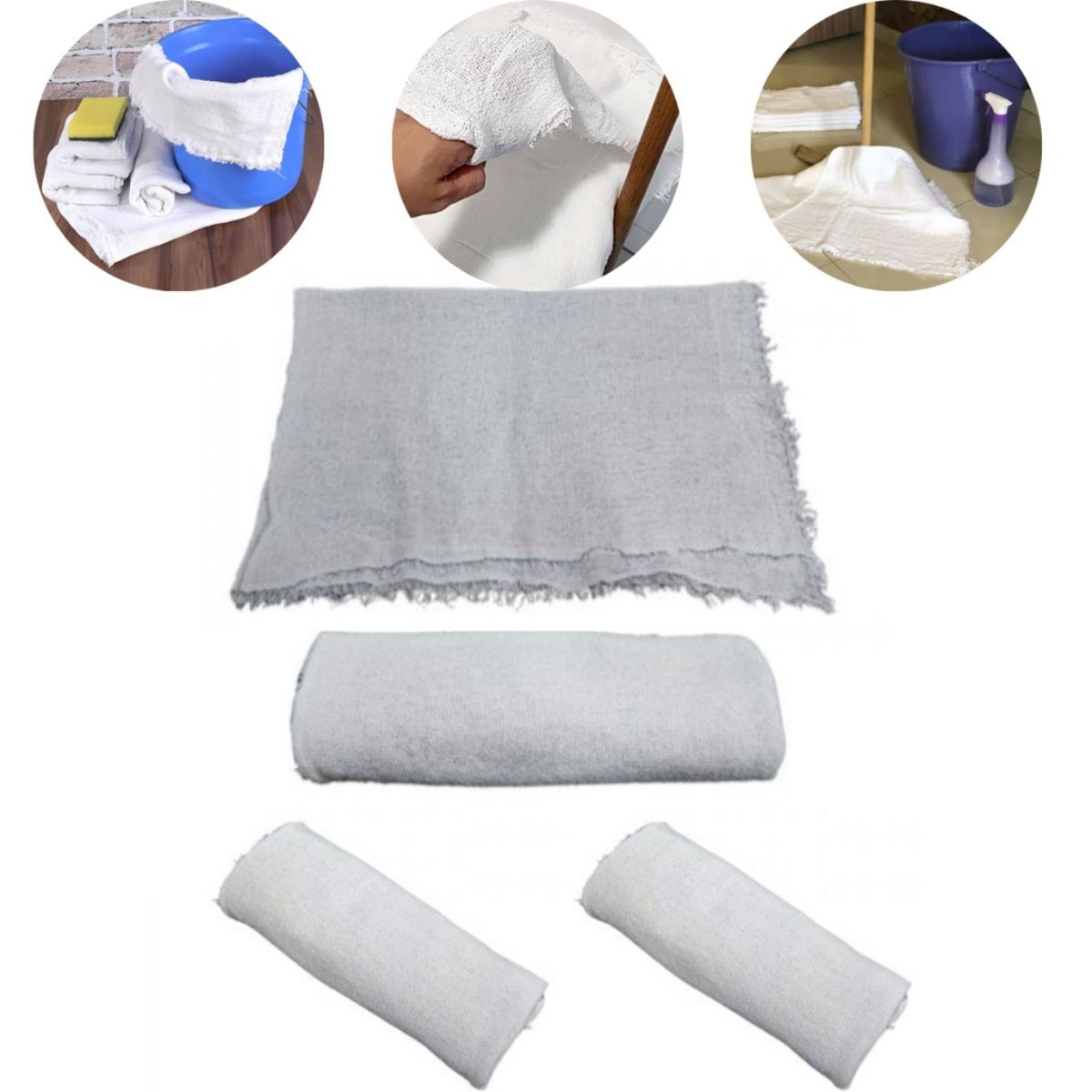 Pano de Ch&atilde;o Saco Alvejados 45x70cm Prata