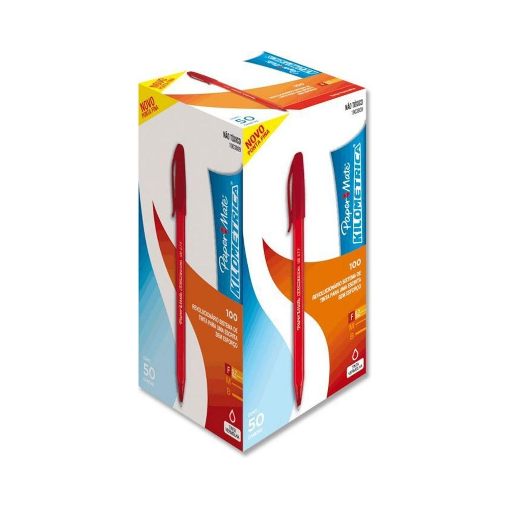 Caneta Paper Mate Kilometrica 100 0.7 Fina Vermelha