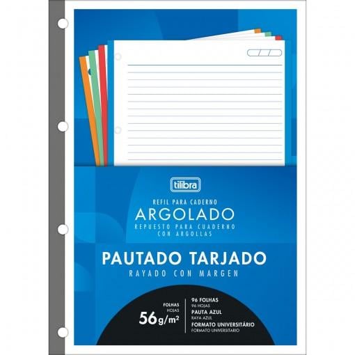 Refil Tiliflex para Caderno Argolado Universitário Tarjado 96 Folhas Tilibra