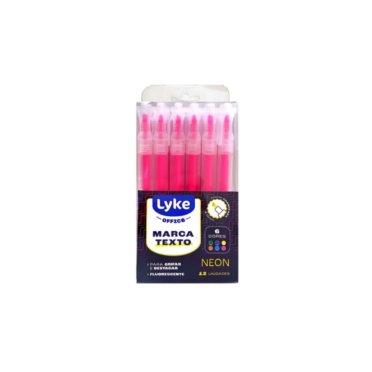 Marcador Textual Lyke Pincel 4mm Rosa Neon 12 Unidades
