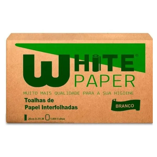 Papel Toalha Interfolhado 20x21cm White Paper 100% Celulose Branco