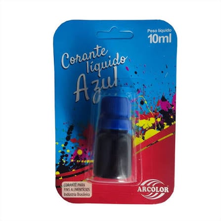 Corante L&iacute;quido Aliment&iacute;cio Arcolor Azul 10ml Frasco Conta-Gotas 1 Unidade