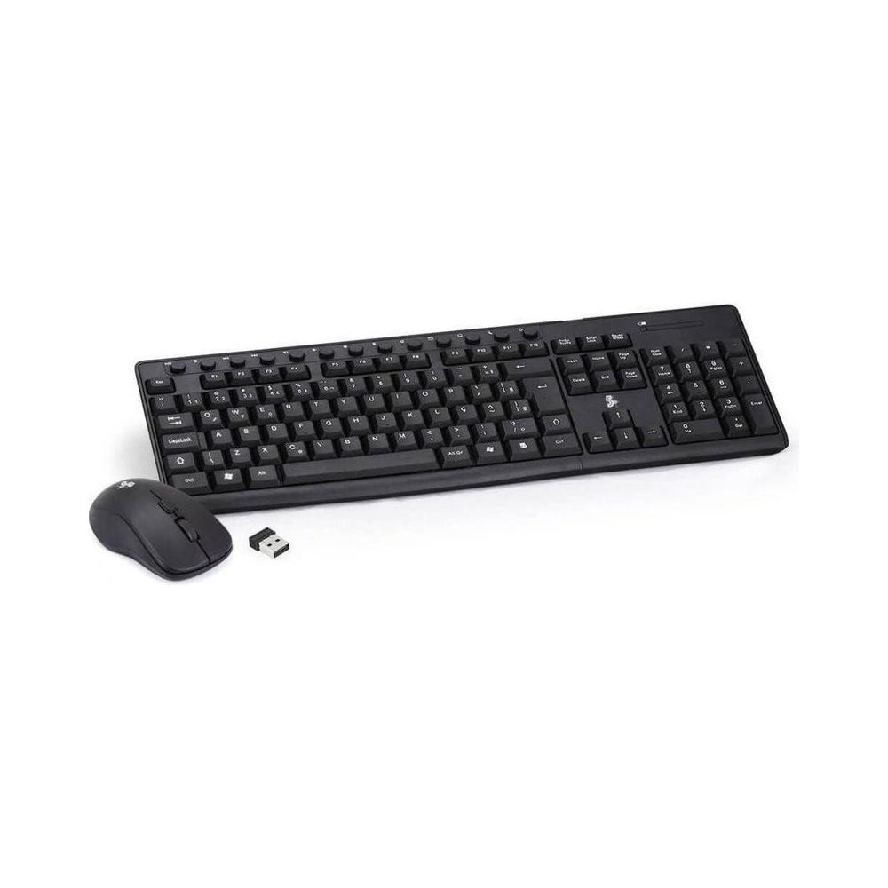 Kit Teclado e Mouse KW-500 SupriJ&aacute; Wireless Preto Compacto