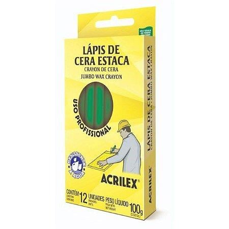 L&aacute;pis de Cera Estaca Acrilex Verde Bandeira 12 unidades