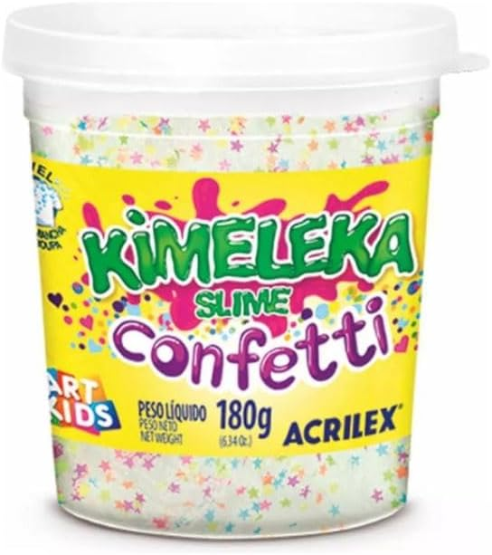 Slime com Confete 180g Acrilex &Aacute;lcool Polivin&iacute;lico Cores Sortidas