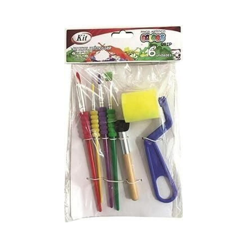 Pincel Artesanal Kit Pincel + Pincel Esponja Art&iacute;stico Grip
