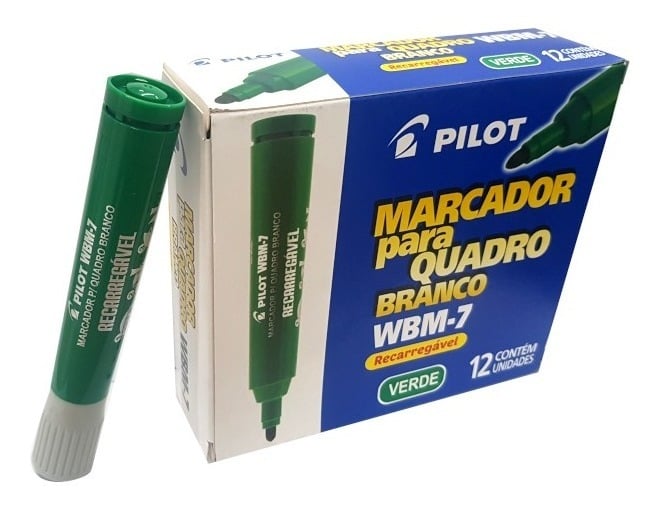 Marcador para quadro Branco Recarregável WBM7 Pilot Verde 12 Unidades