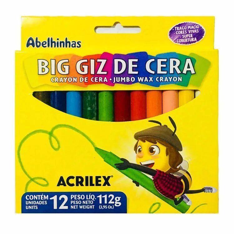 Giz de Cera  12 Cores Acrilex Big Multicolorido
