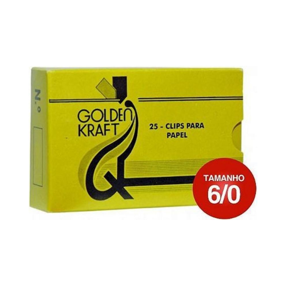 Clips para Papel 6/0 Golden Kraft Sem cor 25 un