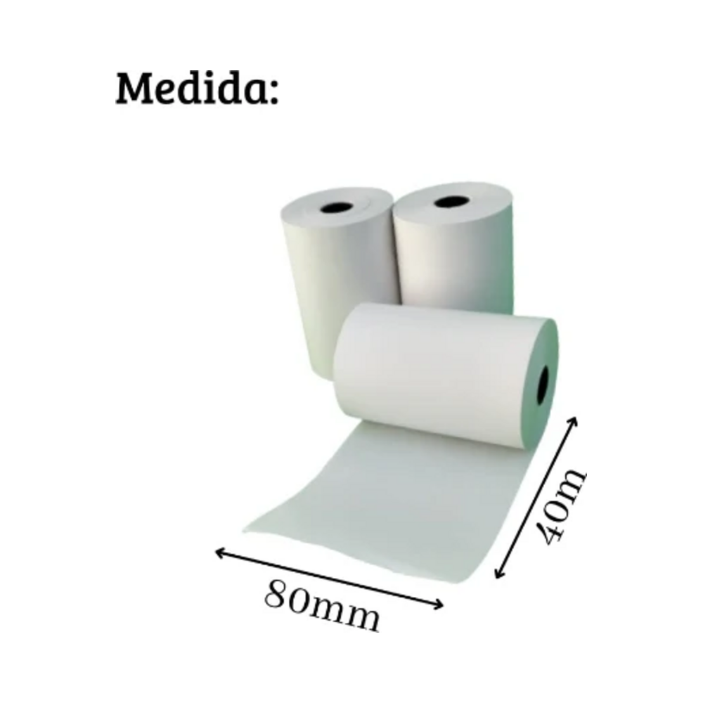 Bobina T&eacute;rmica 80mm x 40m 44g Sem Tubete Branca Regispel Caixa com 30 unidades