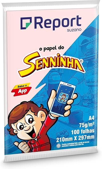 Papel Sulfite Colorido A4 Report Senninha Rosa 100 folhas 210mm x 297mm 75g/m&sup2;