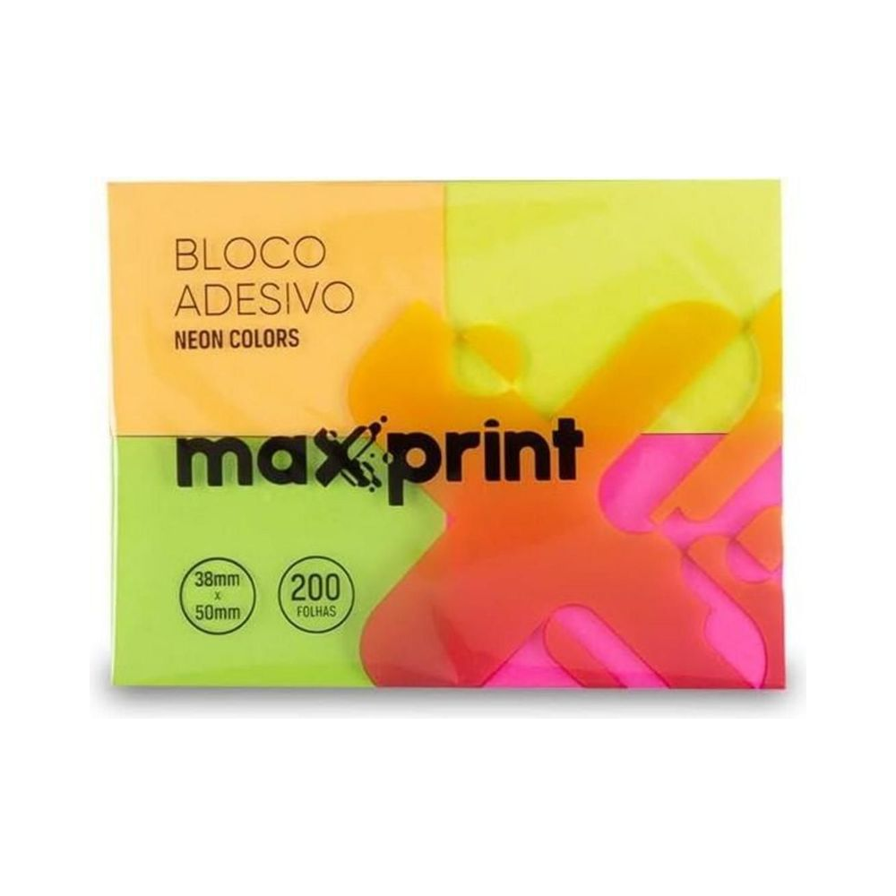 Bloco Adesivo sem Dep&oacute;sito 1 Furo 38x50mm Maxprint Papel Neon