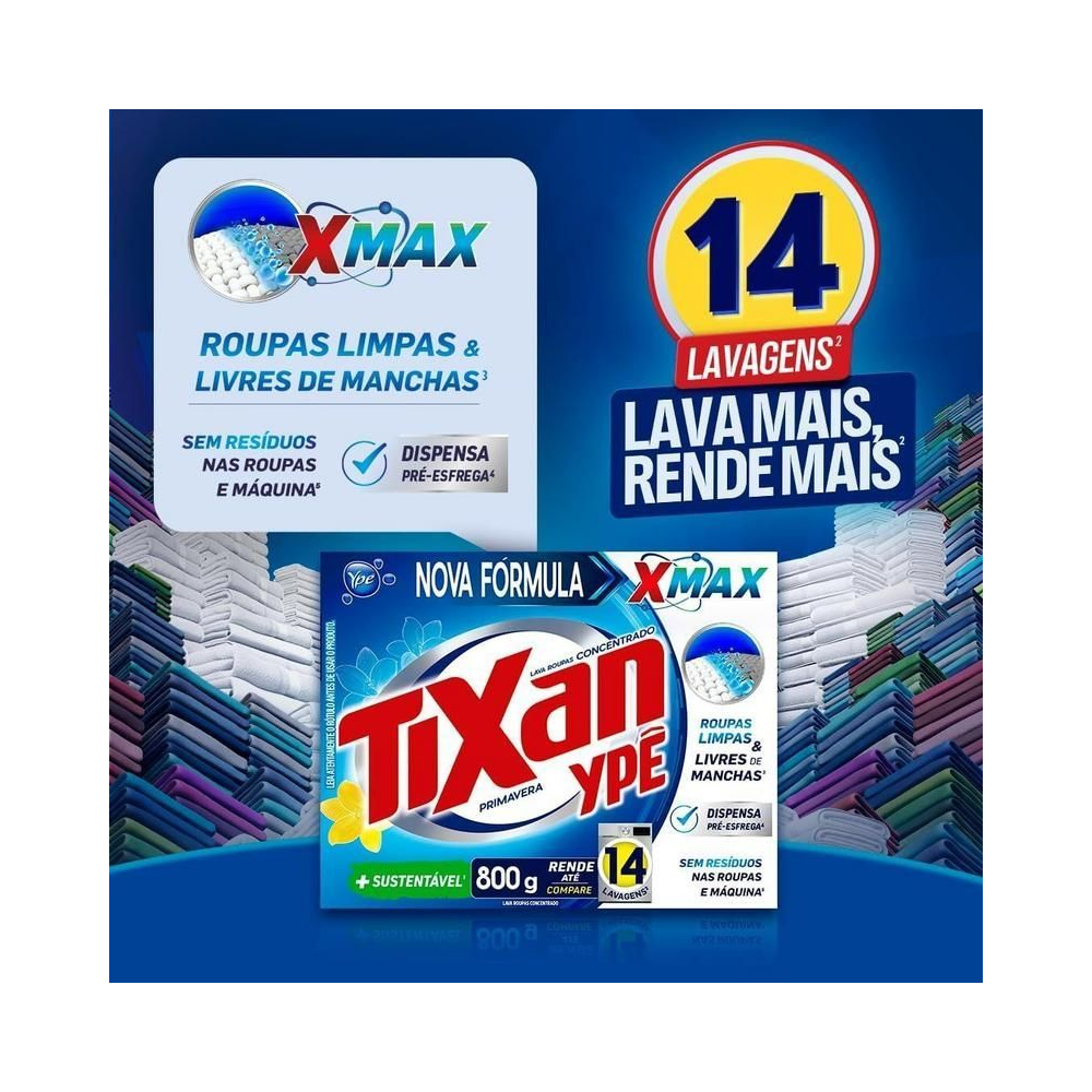 Lava Roupas Concentrado Tixan Yp&ecirc; Primavera 800g