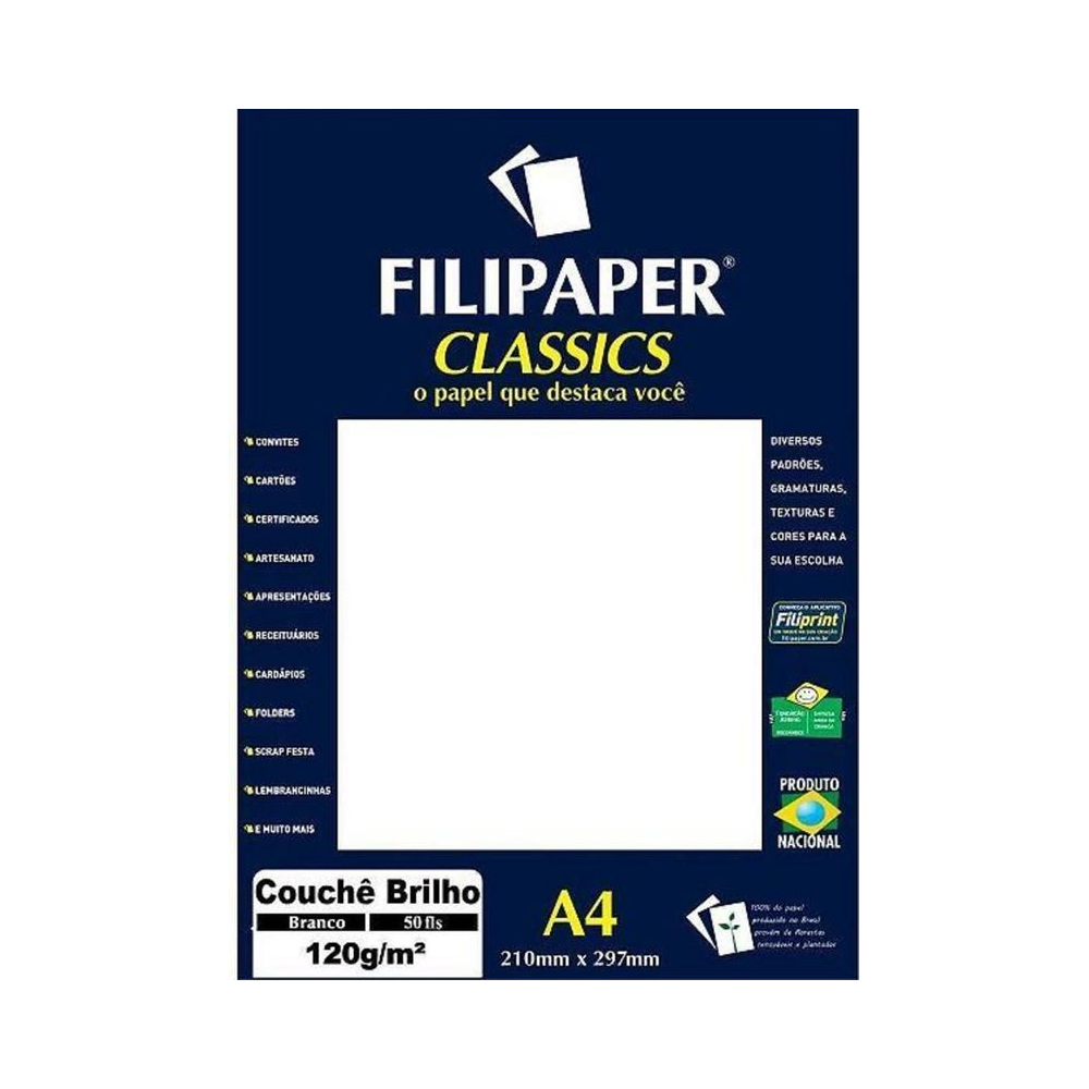 Papel Couche A4 120g/m&sup2; Filiperson Branco