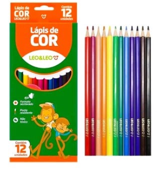 L&aacute;pis de Cor Leo Sextavado 12 Cores 4527