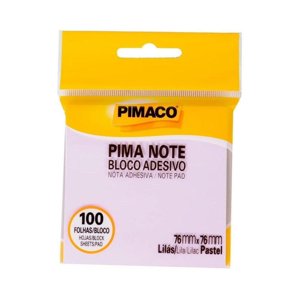 Bloco Adesivo Pima Note 76mm x 76mm Pimaco 100 folhas Lil&aacute;s Pastel