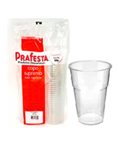 Copo Descart&aacute;vel Supremo Cristal Prafesta 200ml 50 unidades