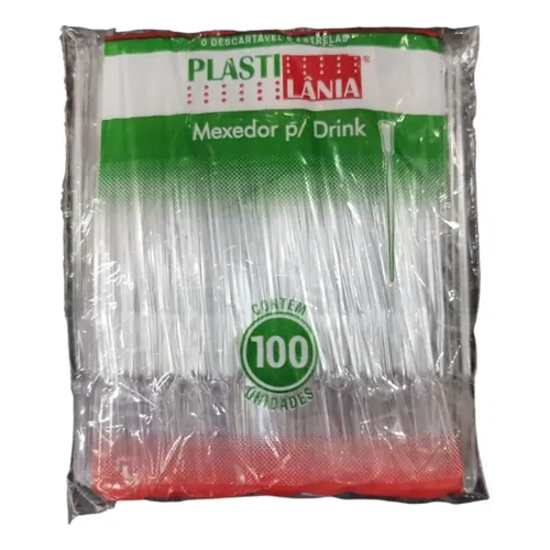 Mexedor para Bebida Plastil&acirc;nia Acr&iacute;lico Cristal 11cm 100 Unidades