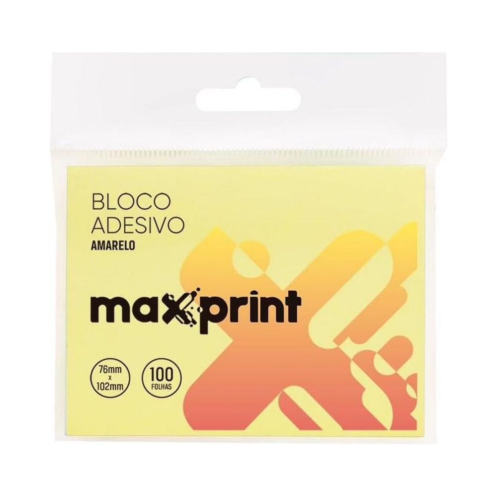 Bloco Adesivo 100 Folhas 76x102mm Maxprint Papel Amarelo