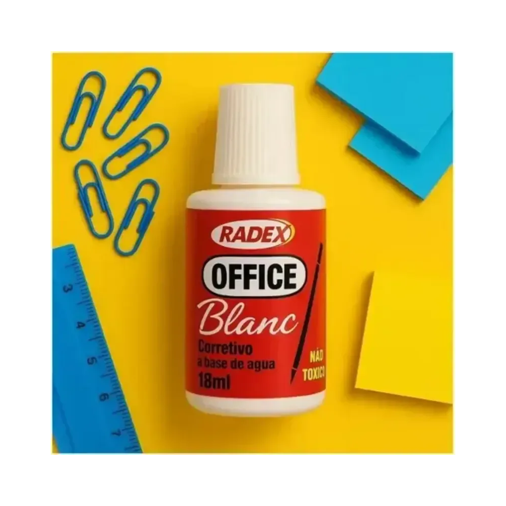 Corretivo L&iacute;quido Office Blank Radex Branco 18ml