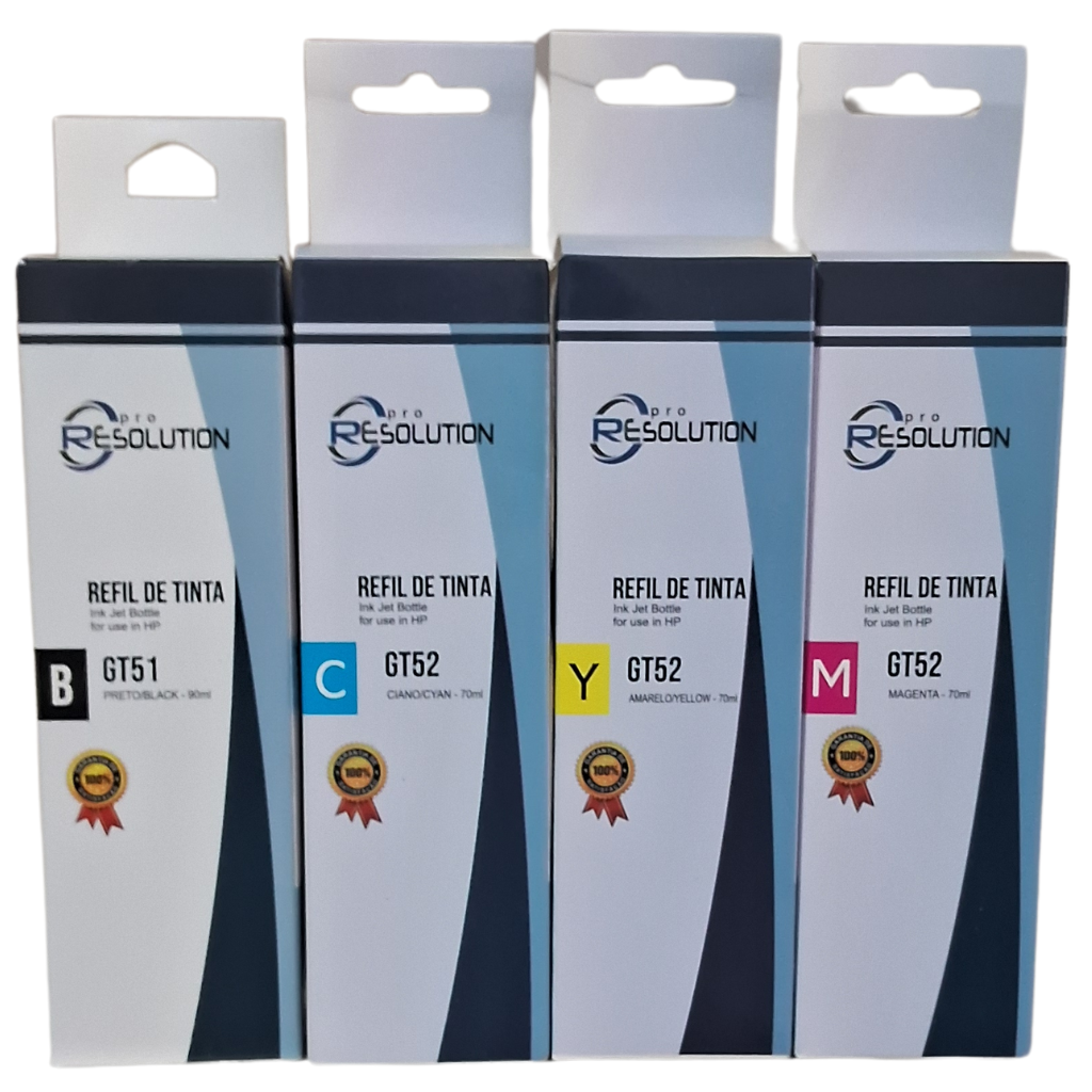 Kit Refil de Tinta Compat&iacute;vel HP GT51/GT52 Pro Resolution