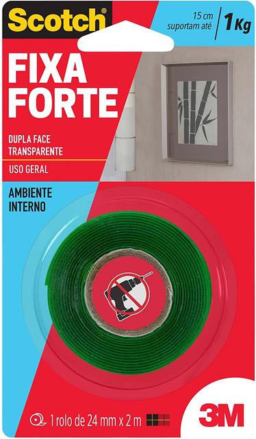 Fita Dupla Face Transparente Fixa Forte Scotch 3M 24mm x 2m