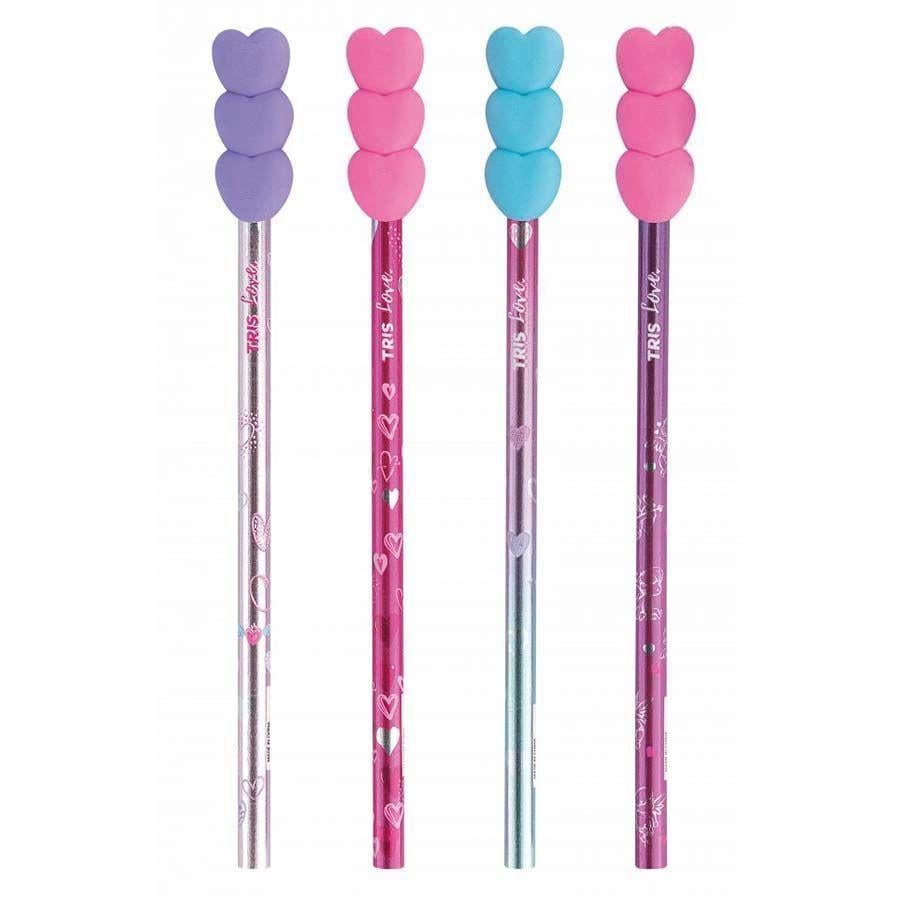 L&aacute;pis Preto Love HB N&ordm;2 com Borracha Tris