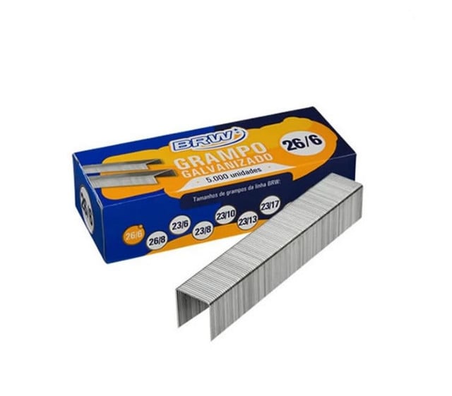 Grampo Galvanizado 26/6 BRW 5000 unidades