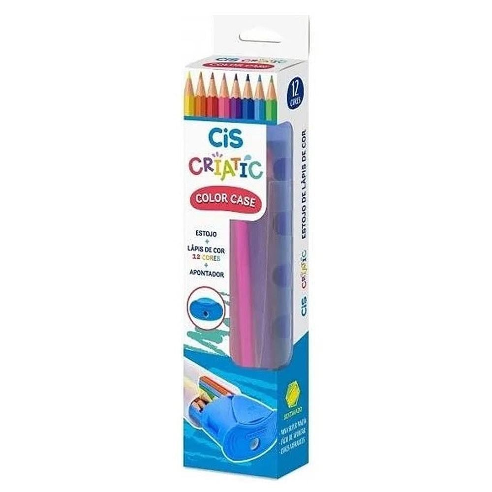 Estojo L&aacute;pis de Cor Criatic Azul 12 Cores CIS