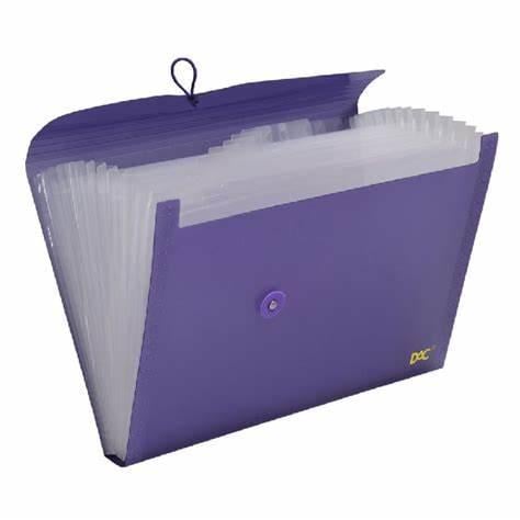 Pasta Sanfonada A4 com 12 Divisórias ACP Lilás