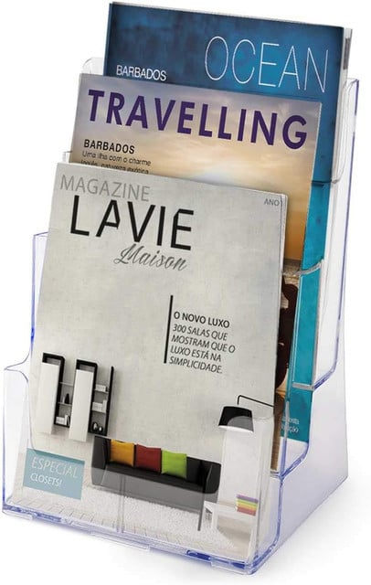 Organizador Triplo Vertical Maxcrill Cristal 16cm x 23cm x 32cm