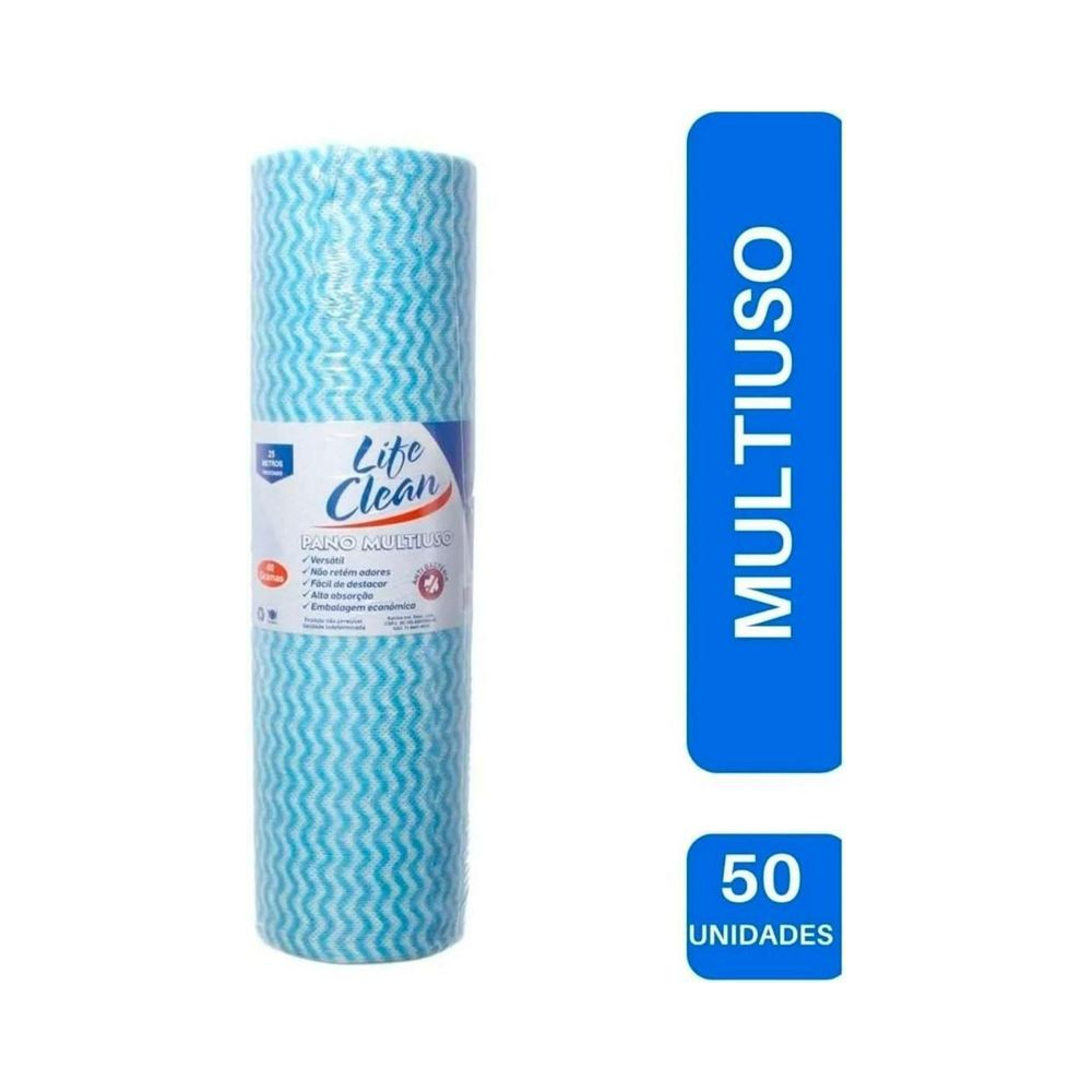 Pano Multiuso 28cm x 50cm Life Clean Azul 25 metros Unit&aacute;rio