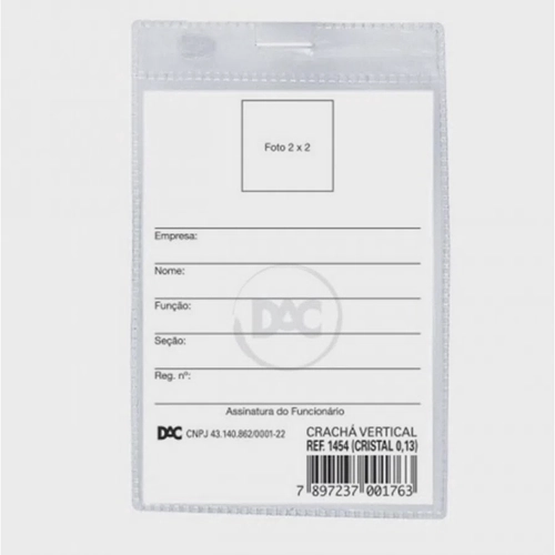 Crach&aacute; Vertical Flex&iacute;vel PVC DAC Cristal 70mm x 100mm Unit&aacute;rio