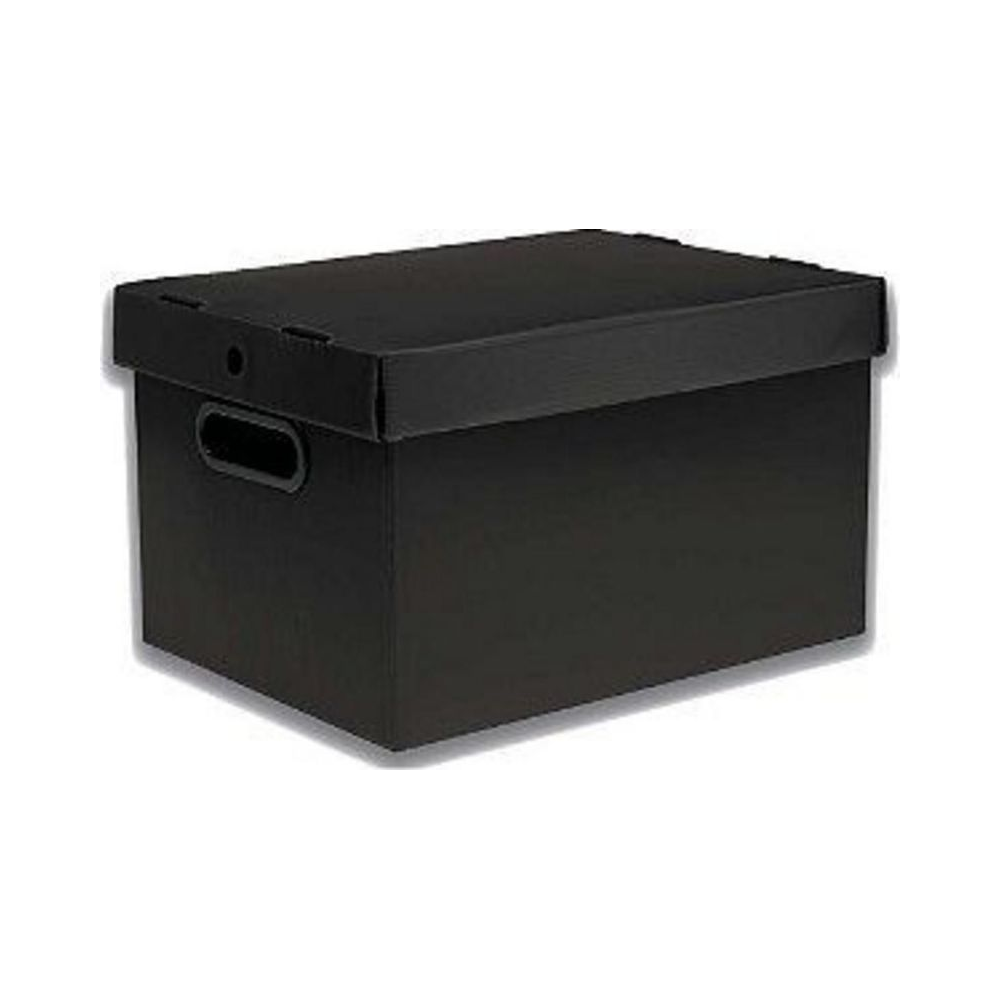 Caixa Organizadora Pl&aacute;stico Prontobox Polycart Preta com Tampa 440x320x260mm