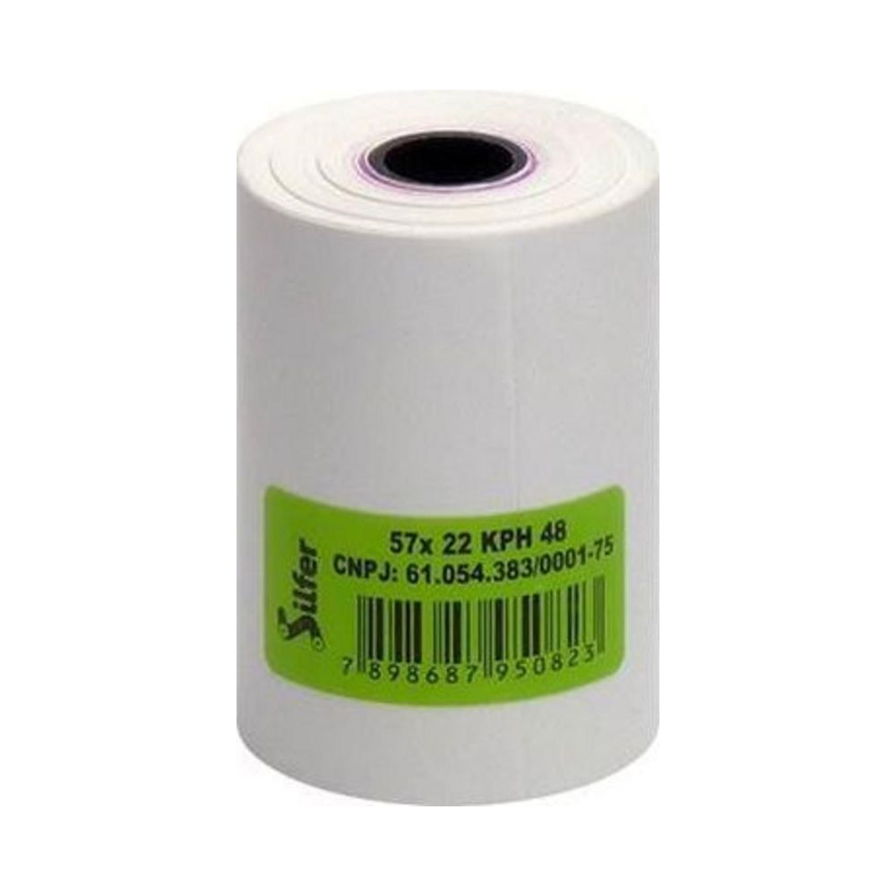 Bobina T&eacute;rmica 57mm x 22m 48g Branca Silfer Unidade