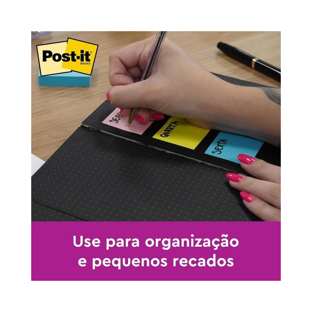 Notas Adesivas Post-it 4 blocos 100 folhas cada 38mm x 50mm Neon