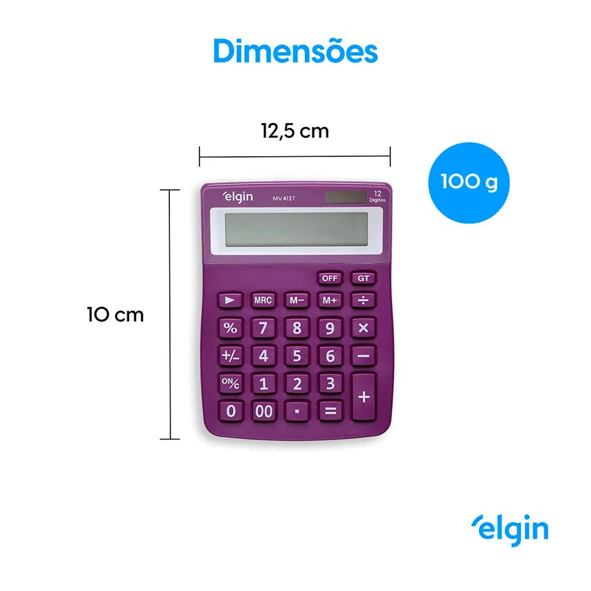 Calculadora de Mesa MV 4127 Elgin 12 D&iacute;gitos Roxa