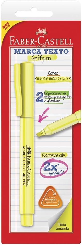 Caneta Marca Texto Amarela Grifpen Faber Castell Unitário