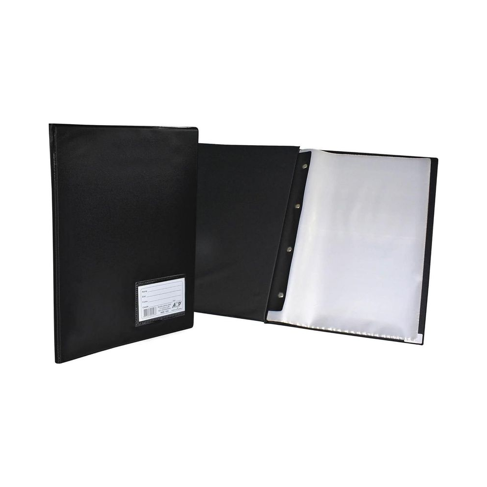 Pasta Cat&aacute;logo 50 envelopes finos 4 colchetes ACP Preta 245mm x 335mm x 20mm
