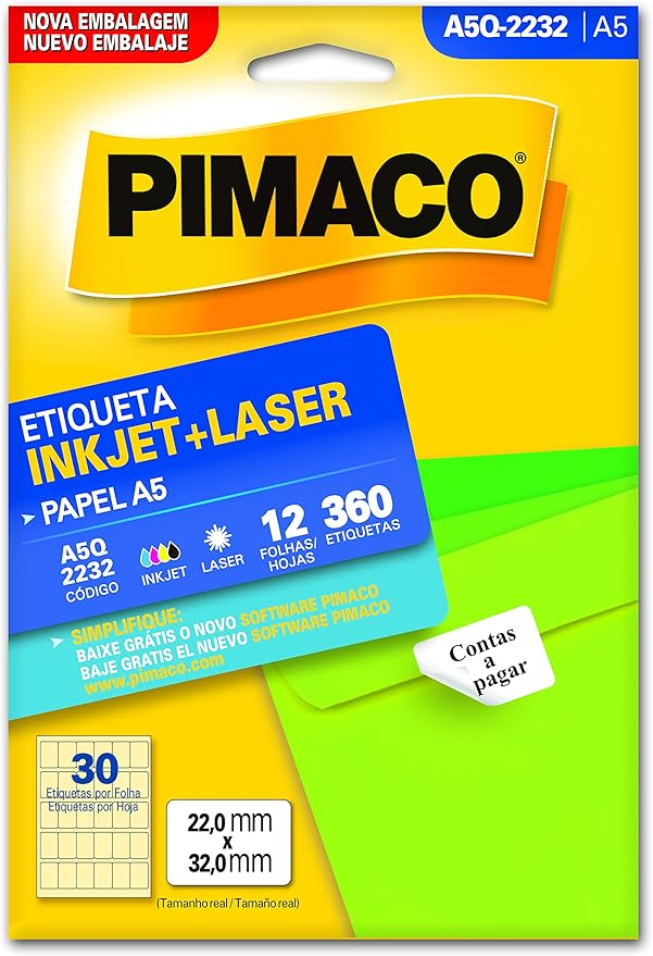 Etiqueta Papel A5 Pimaco 22mm x 23mm Branco