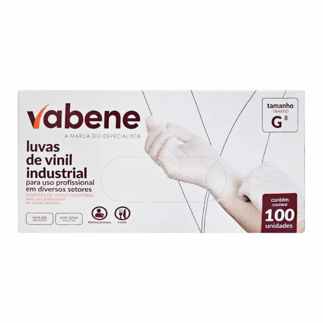 Luva Vinil Vabene G s/pó c/100