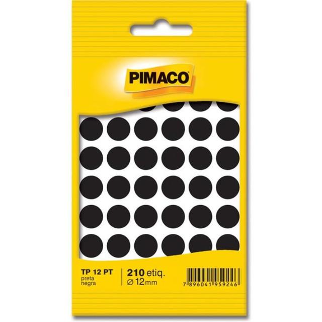 Etiqueta Adesiva Multiuso 12mm Pimaco Redonda Preta