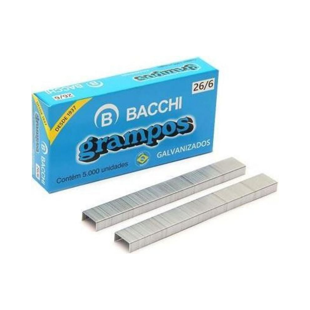 Grampos Galvanizados 26/6 Bacchi 5000 unidades Multicolor