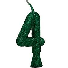 Vela de Anivers&aacute;rio Doce Festa N&uacute;mero 4 Verde com Glitter 8cm 1 Unidade