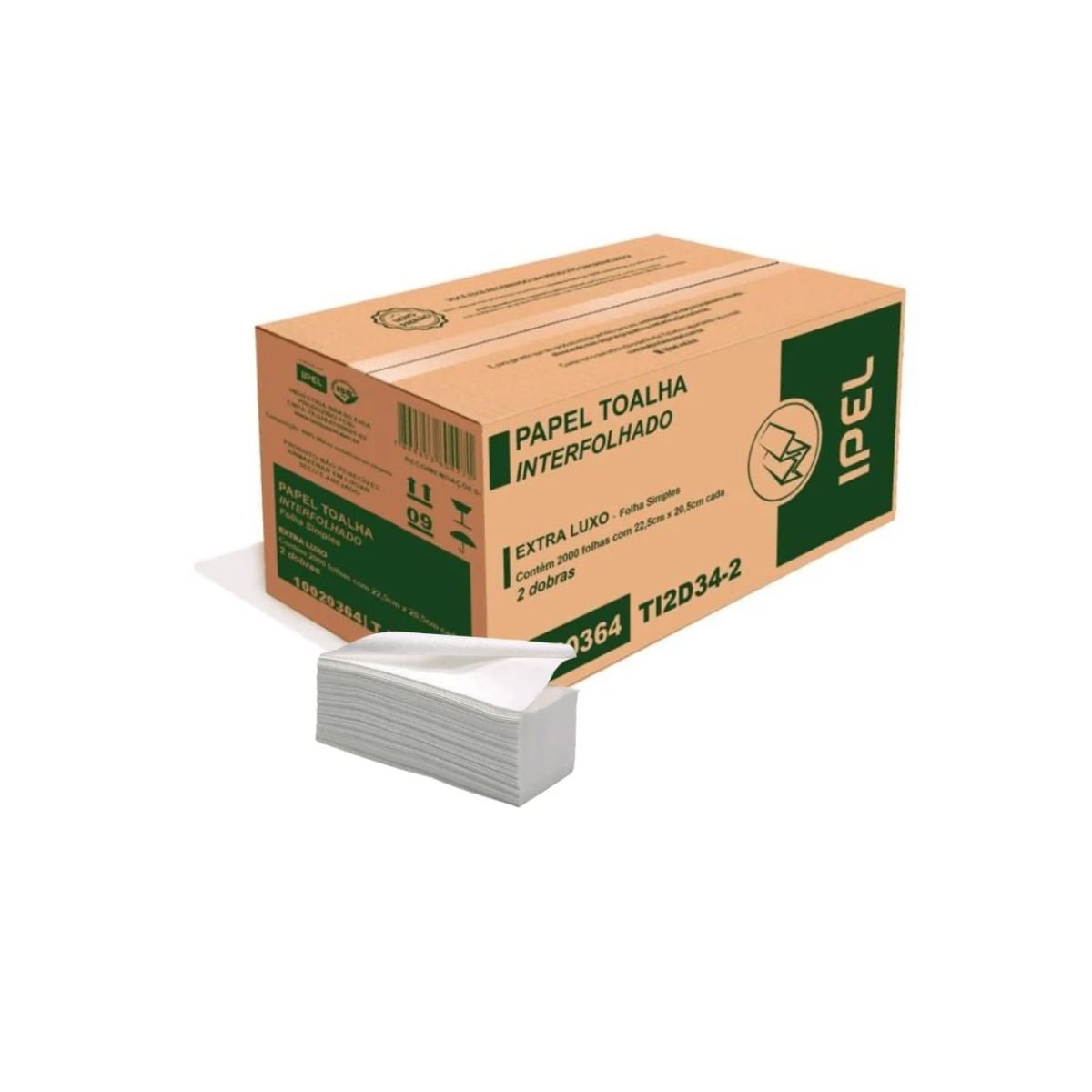 Papel Interfolha 2 Dobras 20,5x22,5 Extra Luxo Celulose 2000FL Soft IPEL