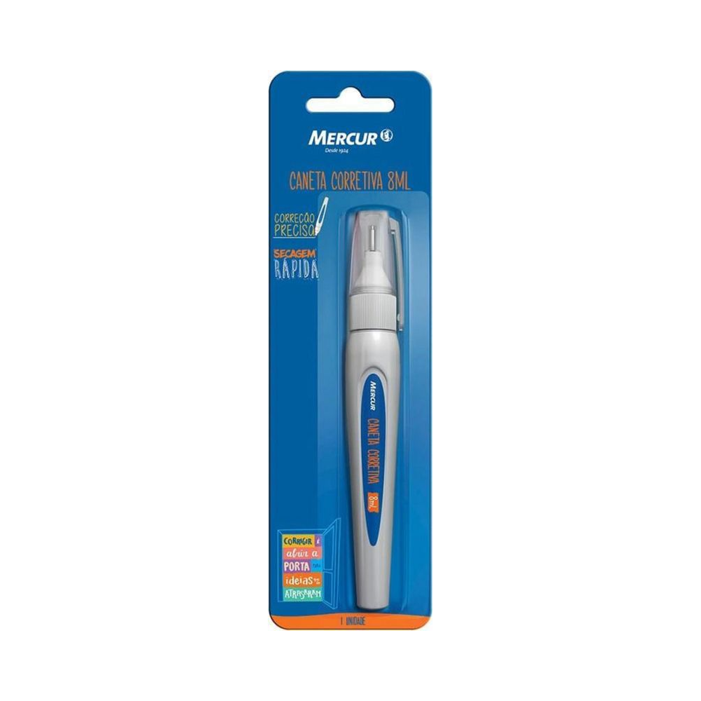 Caneta Corretiva 8ml Mercur Branca