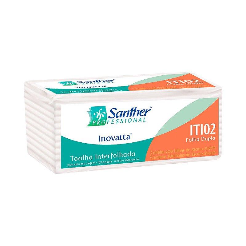 Toalha de Papel Interfolhada 240 Folhas Dupla Celulose Santher 22cm x 21.6cm