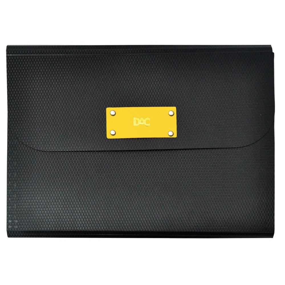 Pasta Sanfonada A4 12 divis&otilde;es DAC Preta 330mm x 240mm